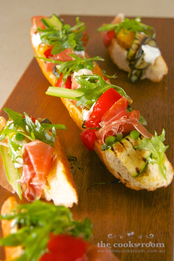 Not a traditional Crostini, (meaning "little toasts" in Italian) but my version using a fresh baguette, lightly toasted in the oven, and piled high with robust Mediterranean flavours. Don't stop at...
