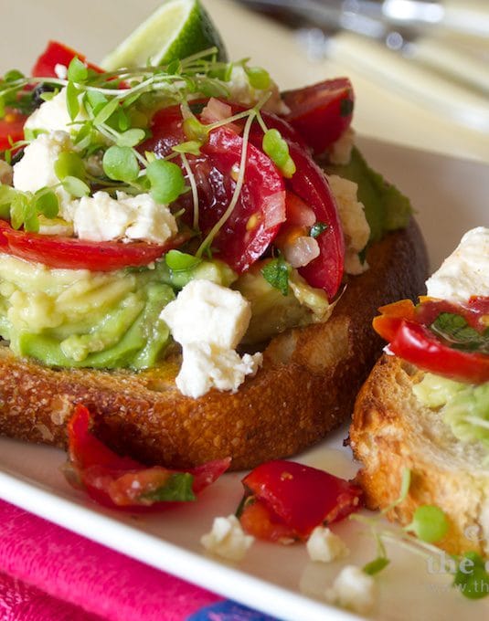 Smashed Tomato Avocado & Feta Tartine