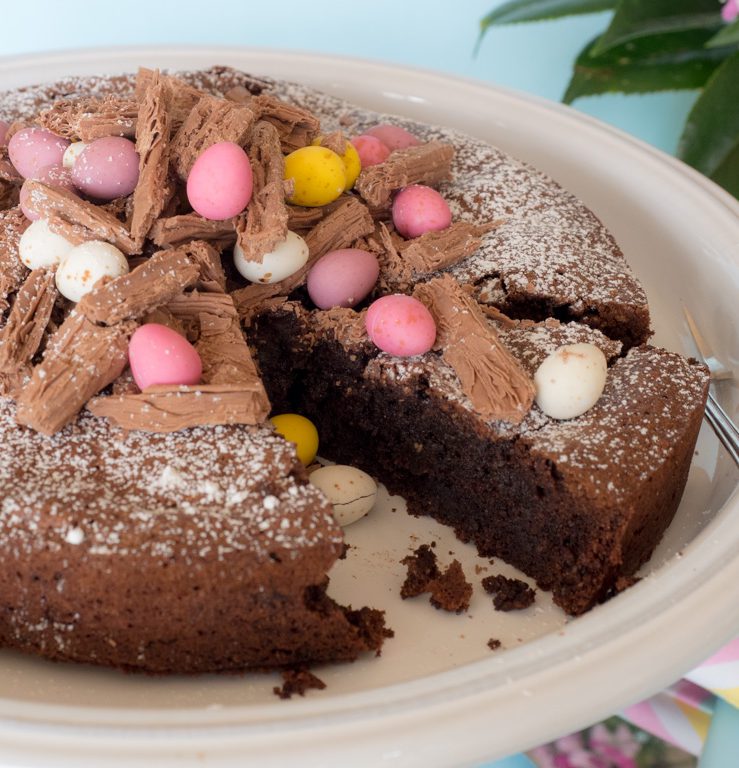 This flourless chocolate cake is rich and fudgy, and really easy to make - the perfect finale to Easter lunch, or to serve for afternoon tea.