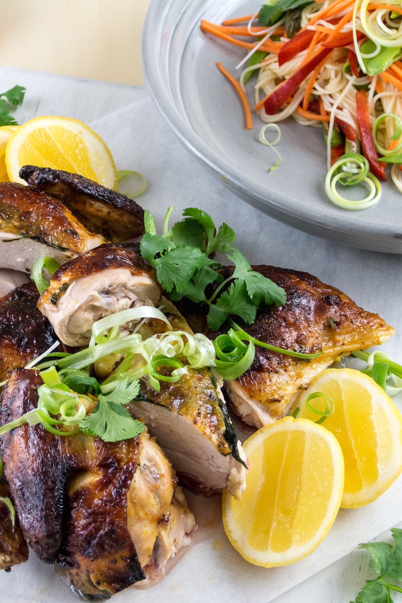Roast chicken is an absolute favourite, and this version has a good kick of Asian flavours, and cooks in next to no time. Marinate overnight if you can - a Ziplock bag is perfect. Butterflying the...