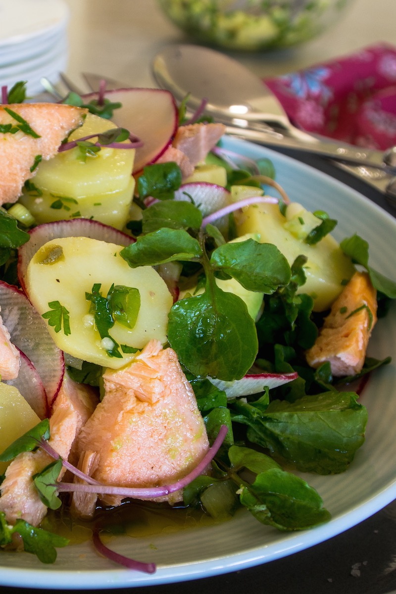 This salad is one that multiplies easily, Serve as an entree, or part of a buffet main course. Use either smoked rainbow trout, hot-smoked-salmon fillets, or smoked salmon slices. Just remember to...